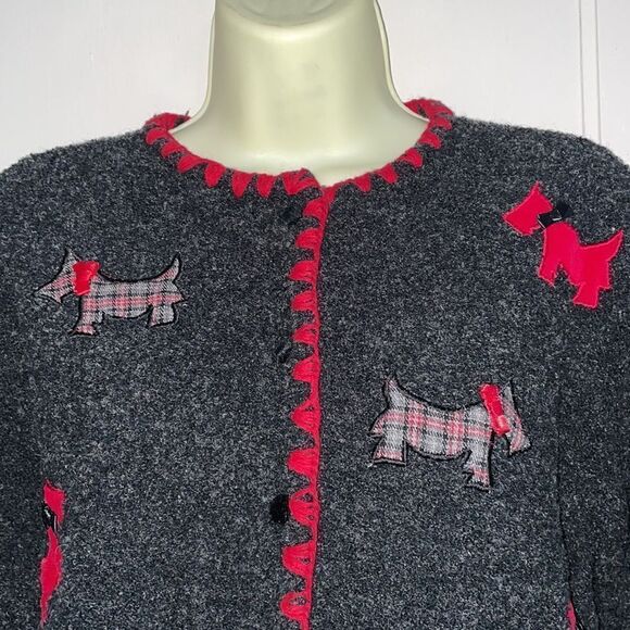 Vtg 2000 Marisa Christina (The Christmas Collection) Scottie dog cardigan - Picture 2 of 12